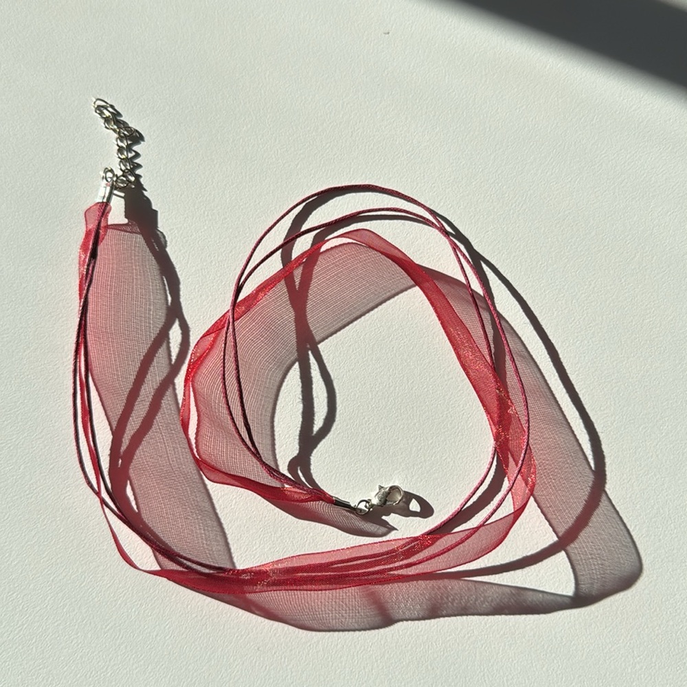 Red Ribbon Necklace - Picture 5 of 6